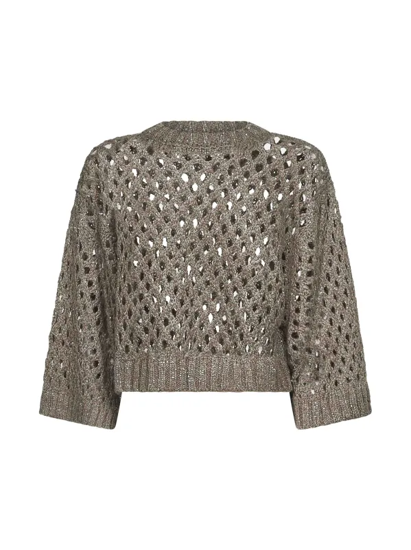 Gold Silk and Linen Dazzling Net Sweater sold by Lord & Taylor