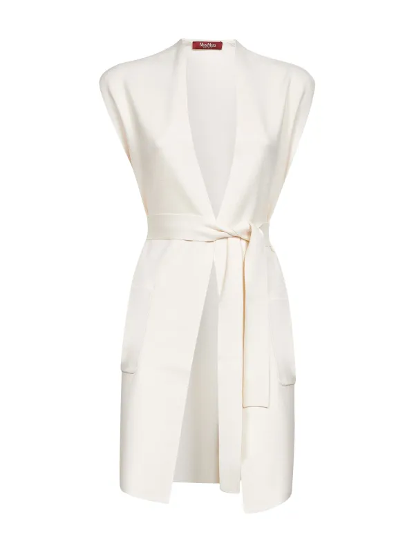 White Knit ABETE Long Vest sold by Lord & Taylor
