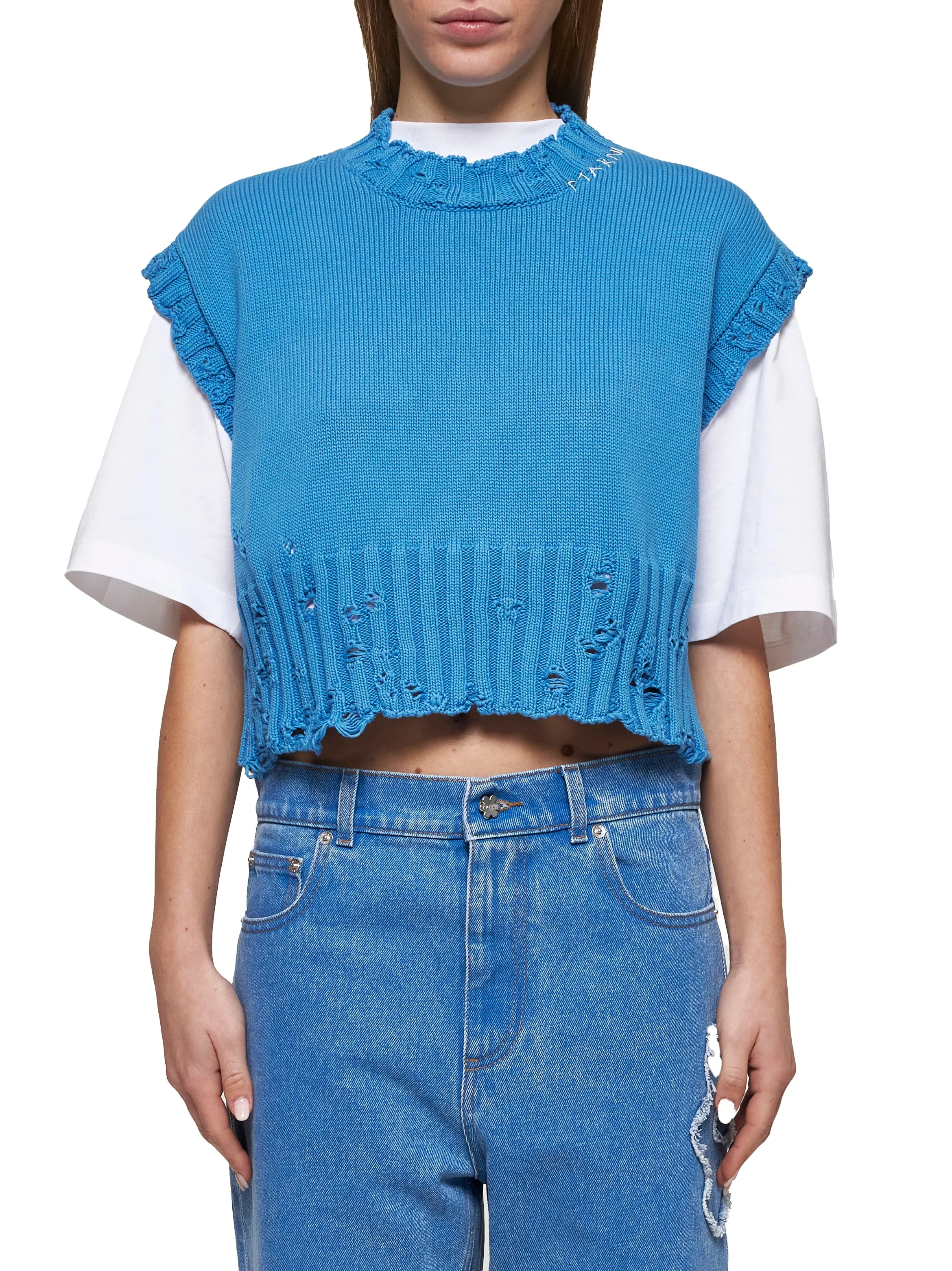 Marni Blue Vest Sweater sold by Lord & Taylor product image thumbnail 3