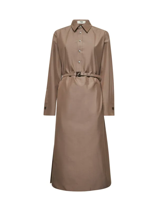 Brown Cotton and Silk Canvas Shirt Dress sold by Lord & Taylor