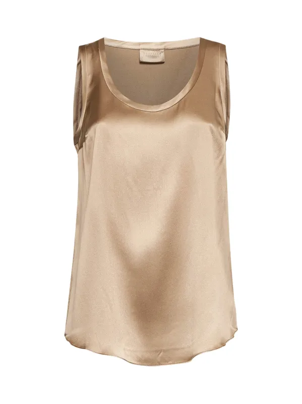 Khaki Satin Reversible Top made by Brunello Cucinelli