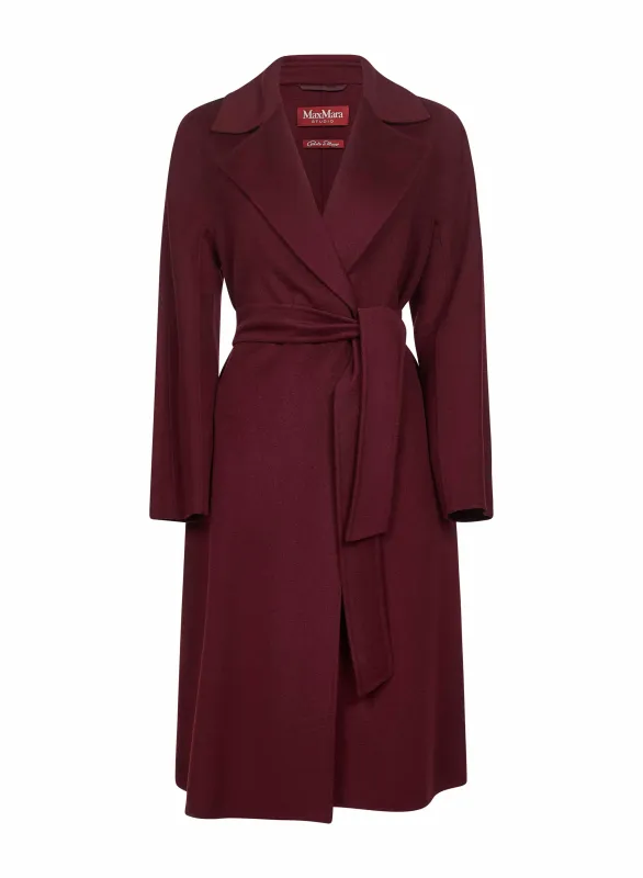 Burgundy Drap Double Cloth Robe Coat made by MaxMara