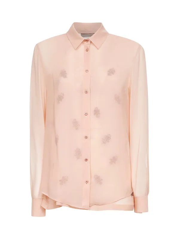 Pink Embroidered Trompe-l'œil Shirt-Effect Top sold by Lord & Taylor
