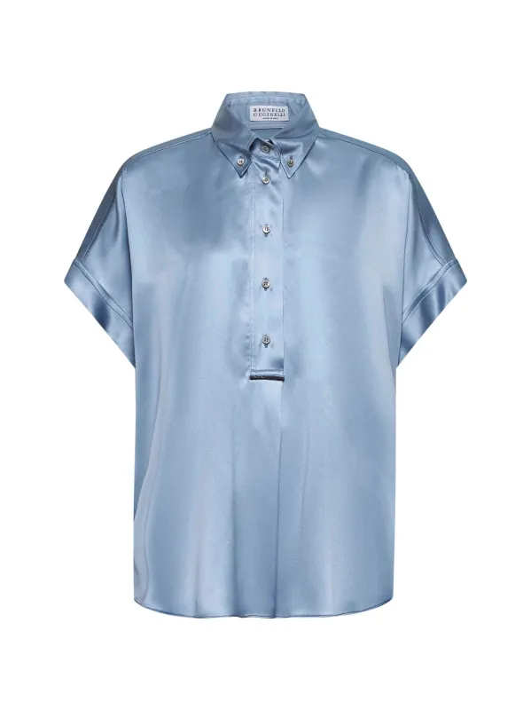 Light Blue Satin Monili Shirt sold by Lord & Taylor