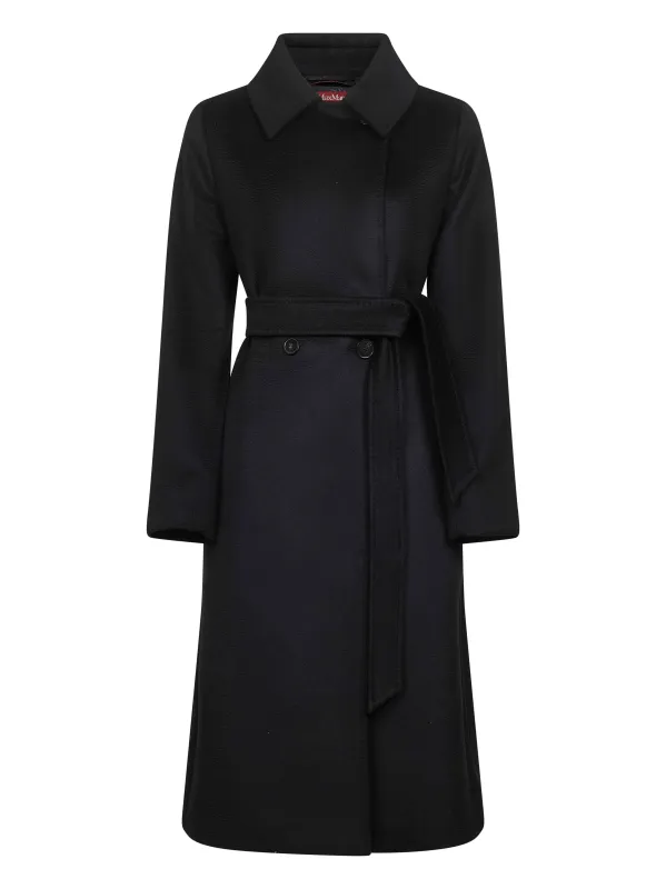 Max Mara Black Broadcloth Robe Coat sold by Lord & Taylor