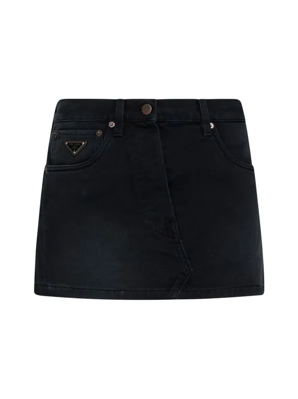 Prada Logo-Plaque Denim Miniskirt sold by Lord & Taylor