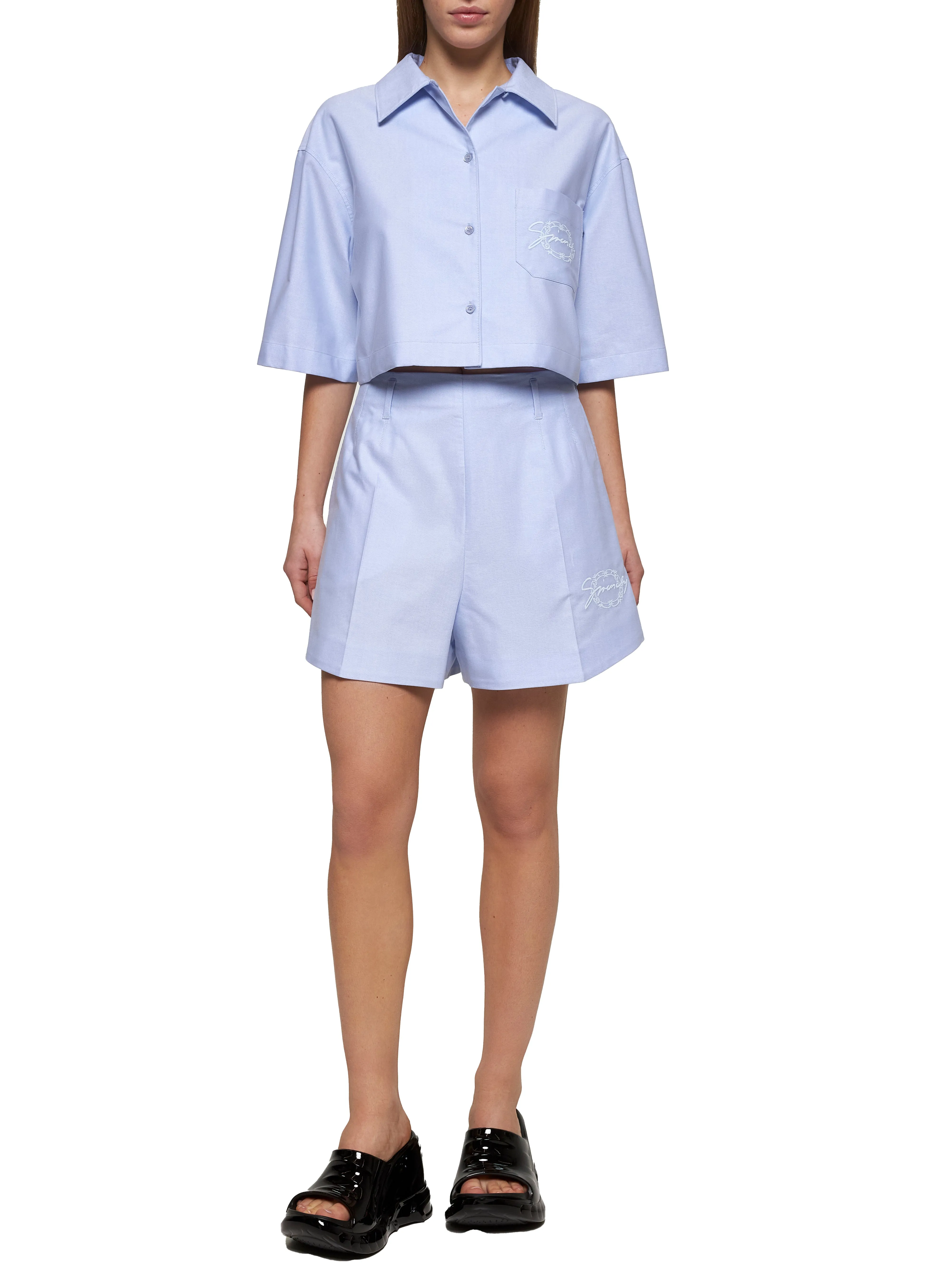 Light Blue Embroidered Cotton Shorts sold by Lord & Taylor product image thumbnail 2