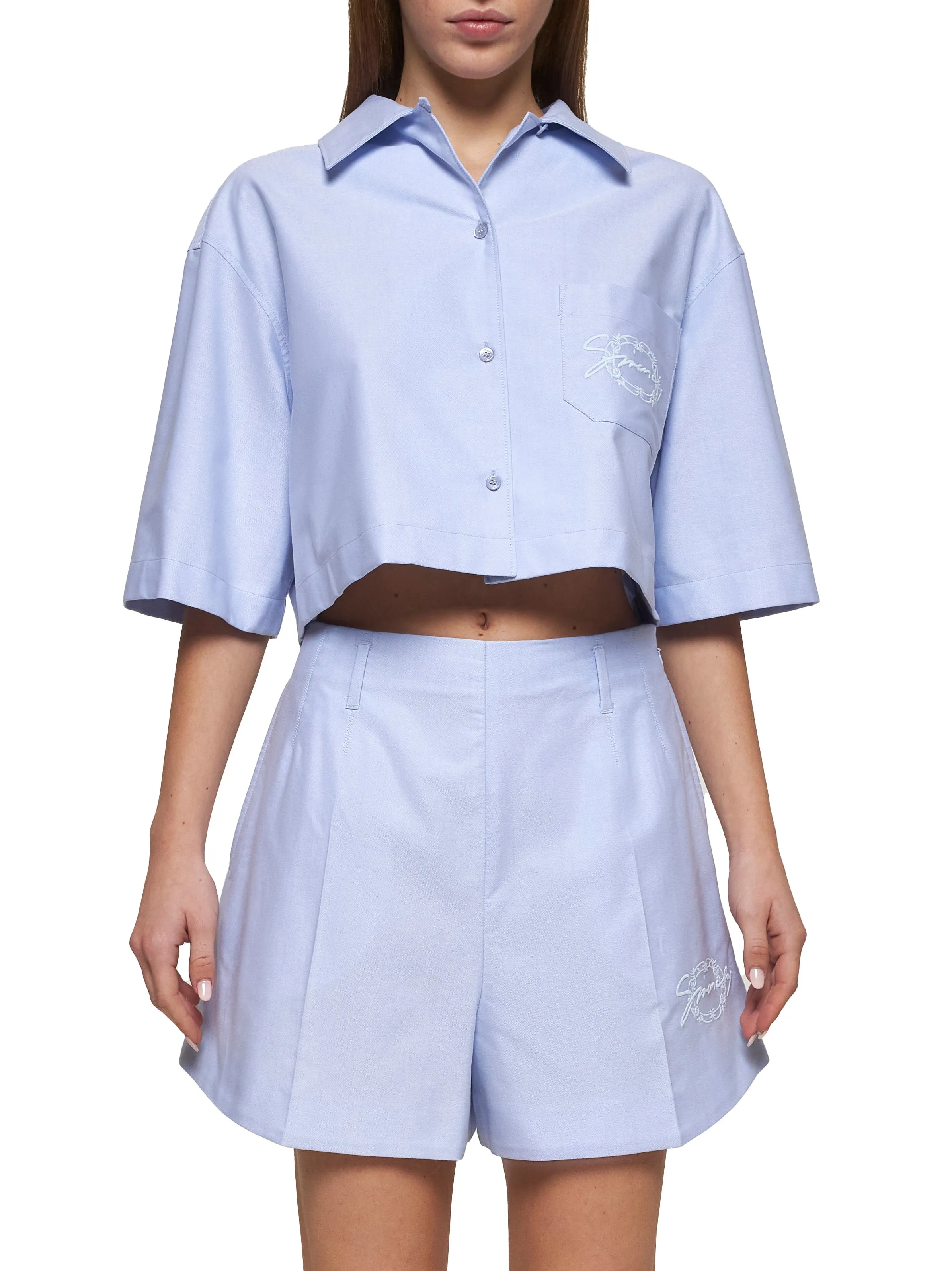 Light Blue Embroidered Cotton Shorts sold by Lord & Taylor product image thumbnail 3