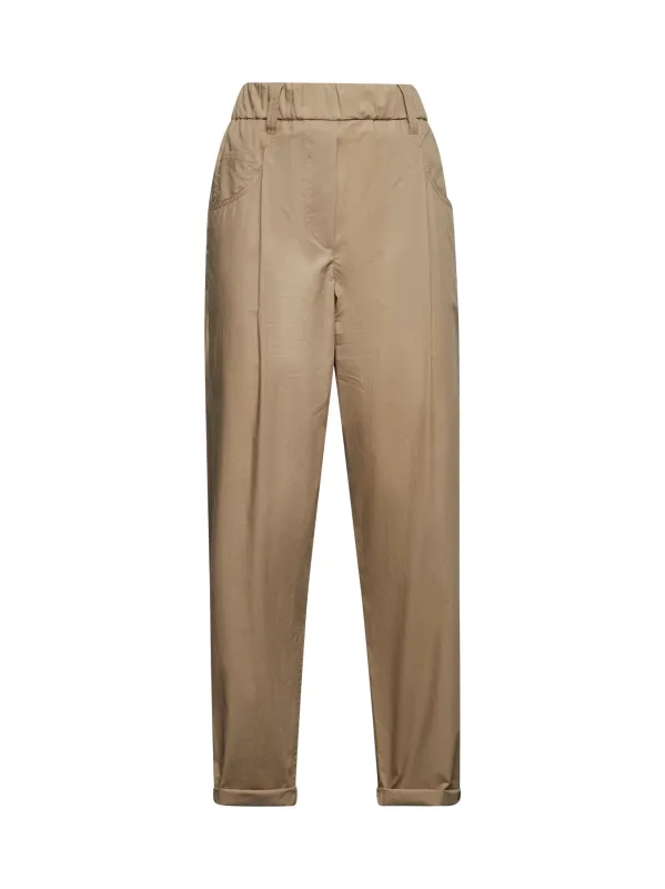 Beige Cotton Tapered Trousers sold by Lord & Taylor