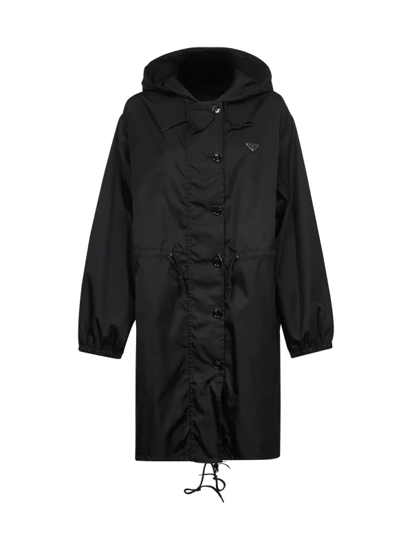 Black Re-Nylon Hooded Parka made by Prada