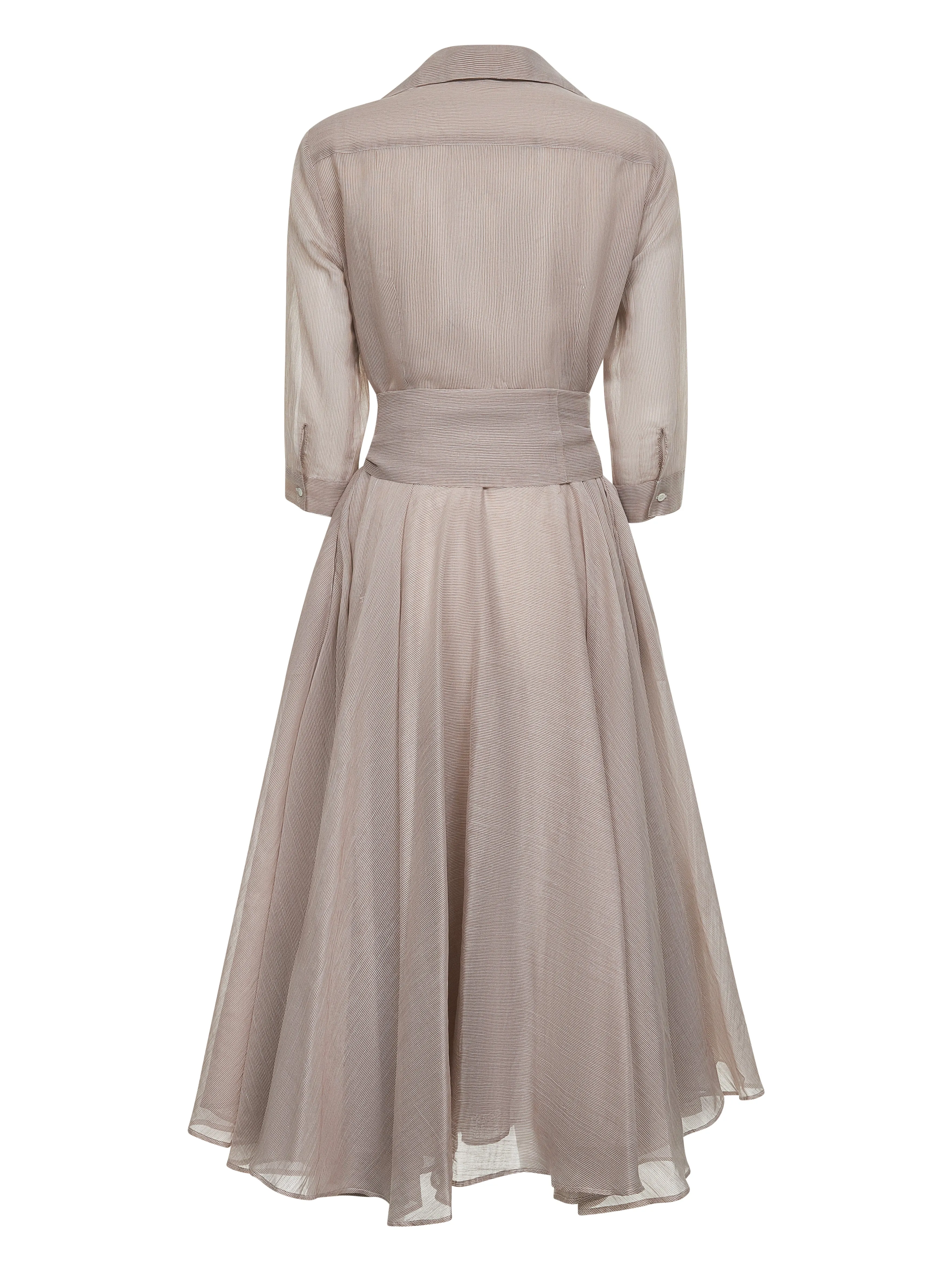 Beige Striped Cotton and Silk Midi Shirt Dress sold by Lord & Taylor product image thumbnail 2