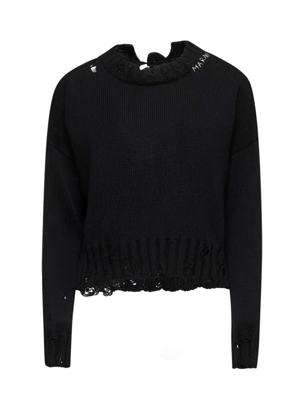 Black Cotton Crop Sweater sold by Lord & Taylor