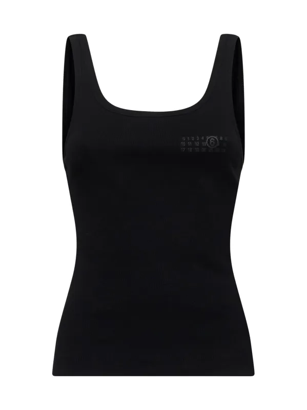 Black Ribbed Cotton Tank Top sold by Lord & Taylor