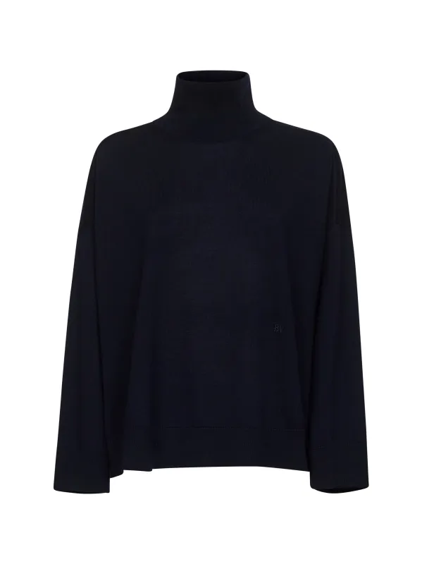 Blue Wool Embroidered Turtleneck Sweater sold by Lord & Taylor