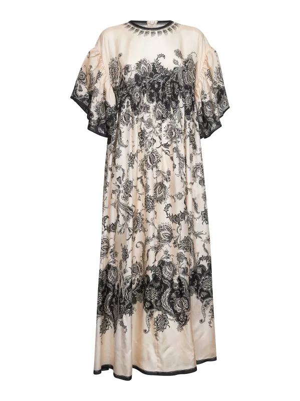 Cream Floral Habotai Silk Rhiannon Maxi Dress sold by Lord & Taylor