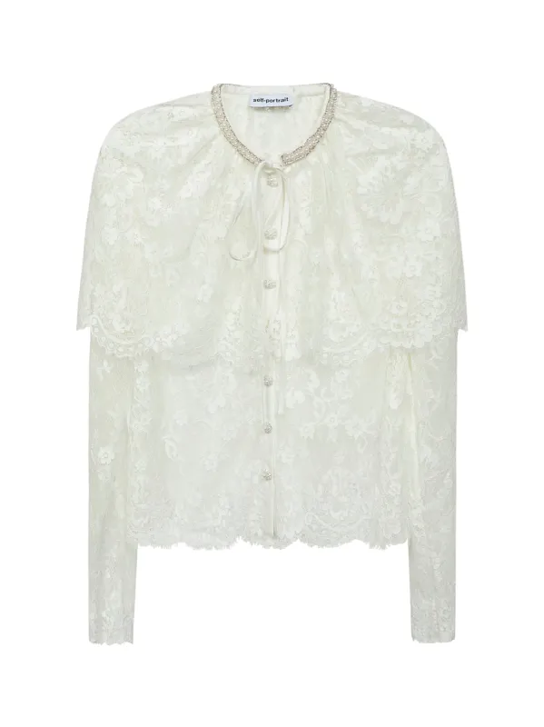 White Lace Shirt with Cape Detail made by Lord & Taylor