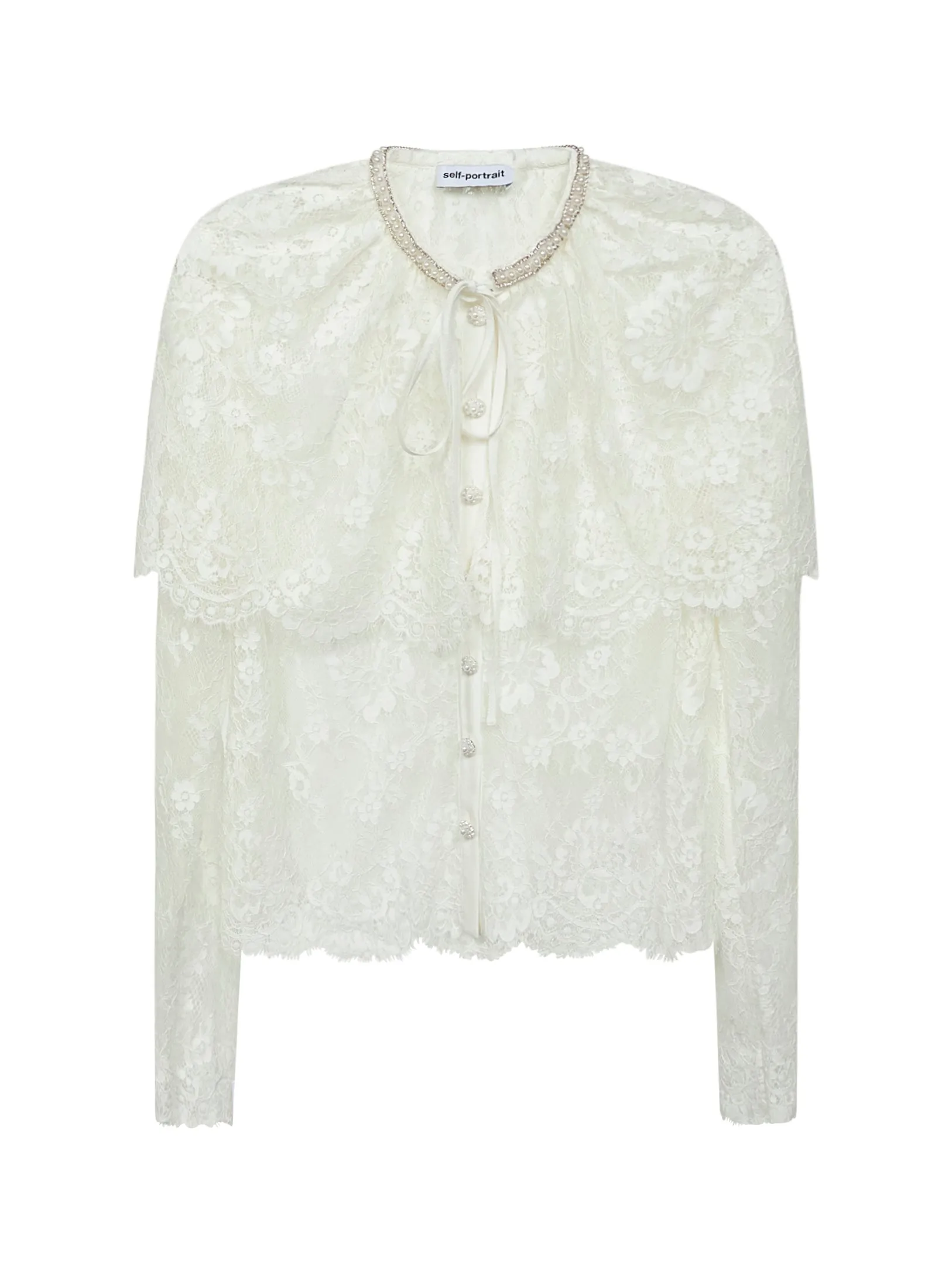 White Lace Shirt with Cape Detail sold by Lord & Taylor