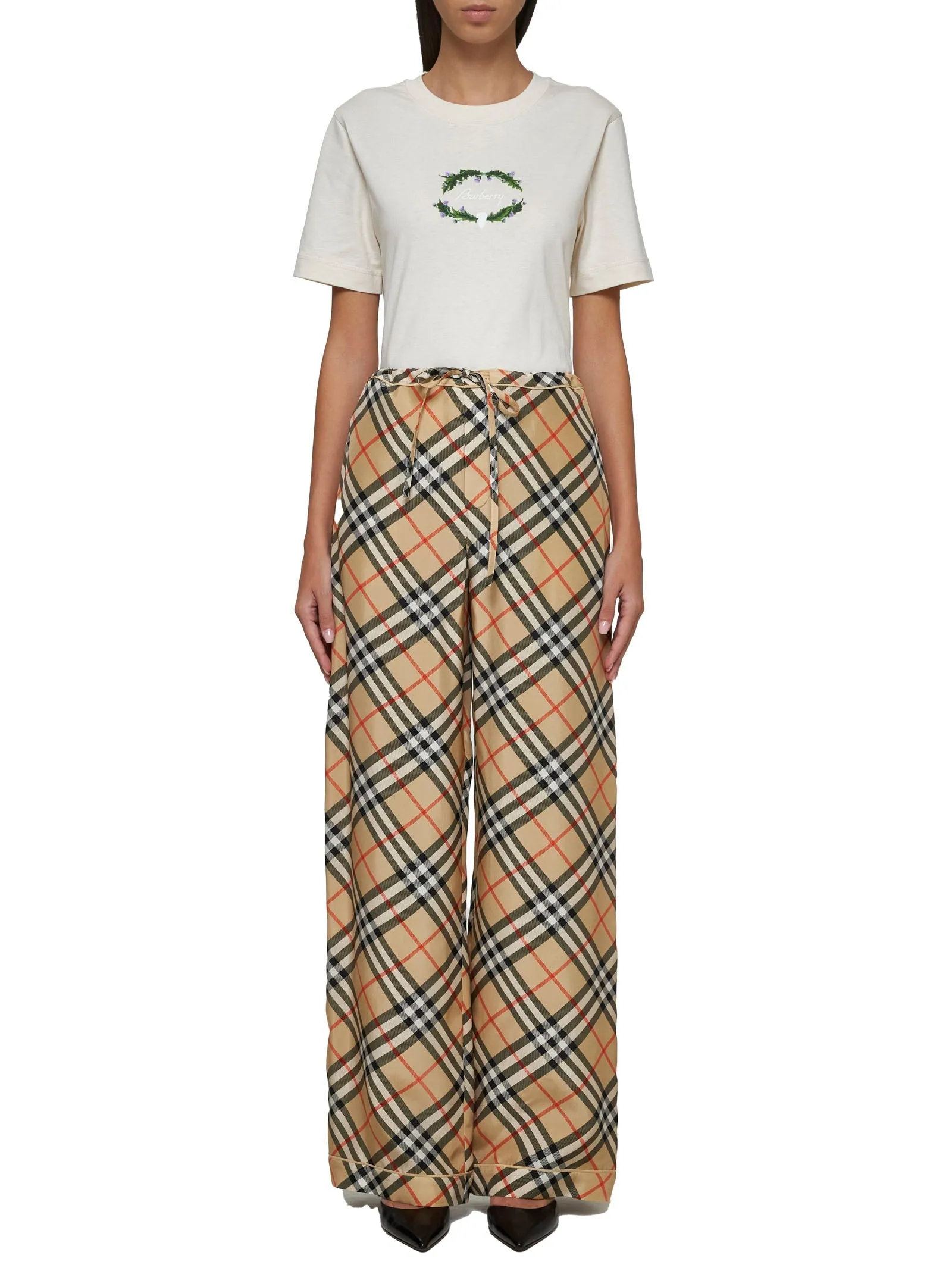Burberry Check Print Silk Trousers sold by Lord & Taylor product image thumbnail 2