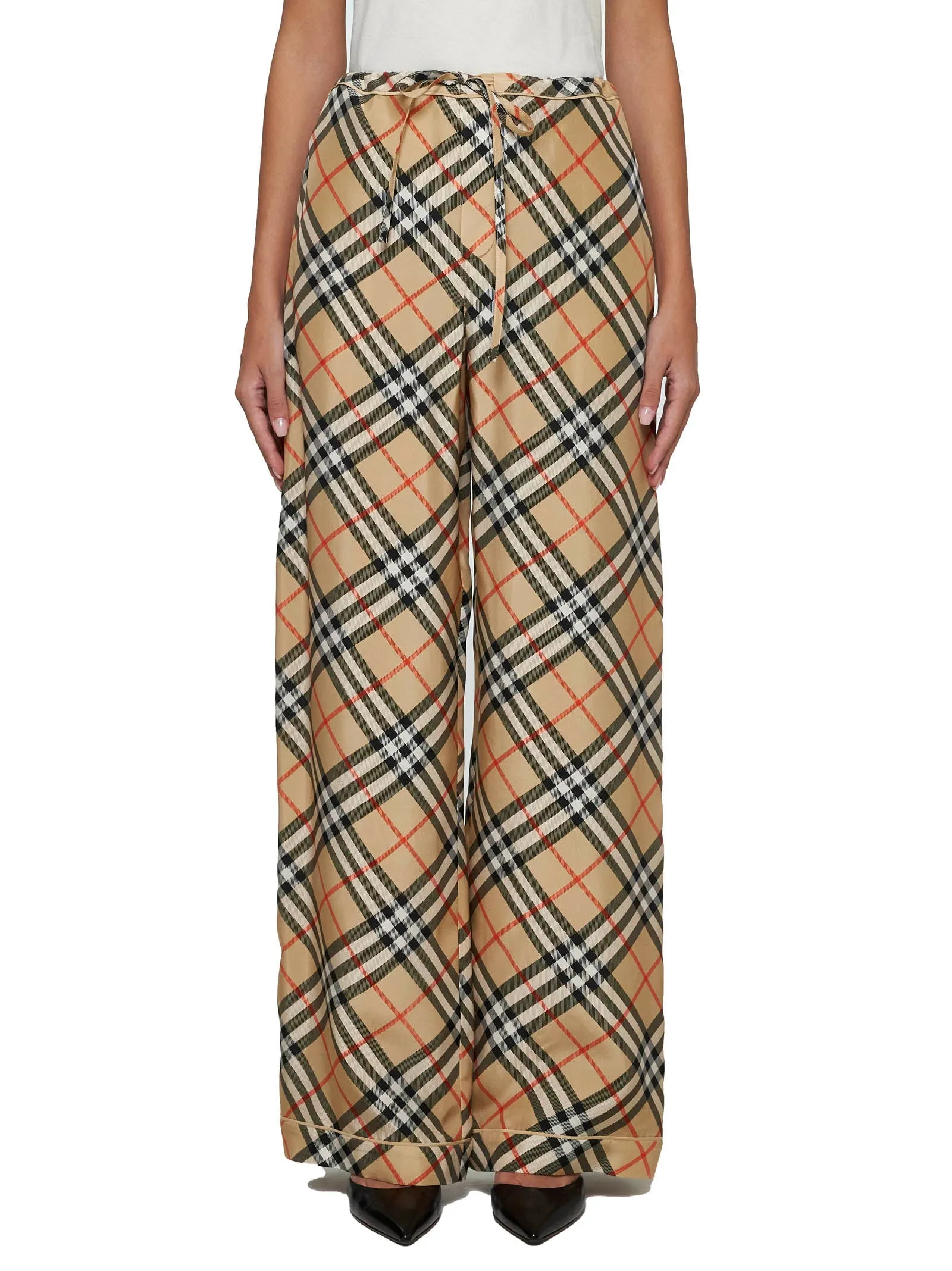 Burberry Check Print Silk Trousers sold by Lord & Taylor product image thumbnail 3