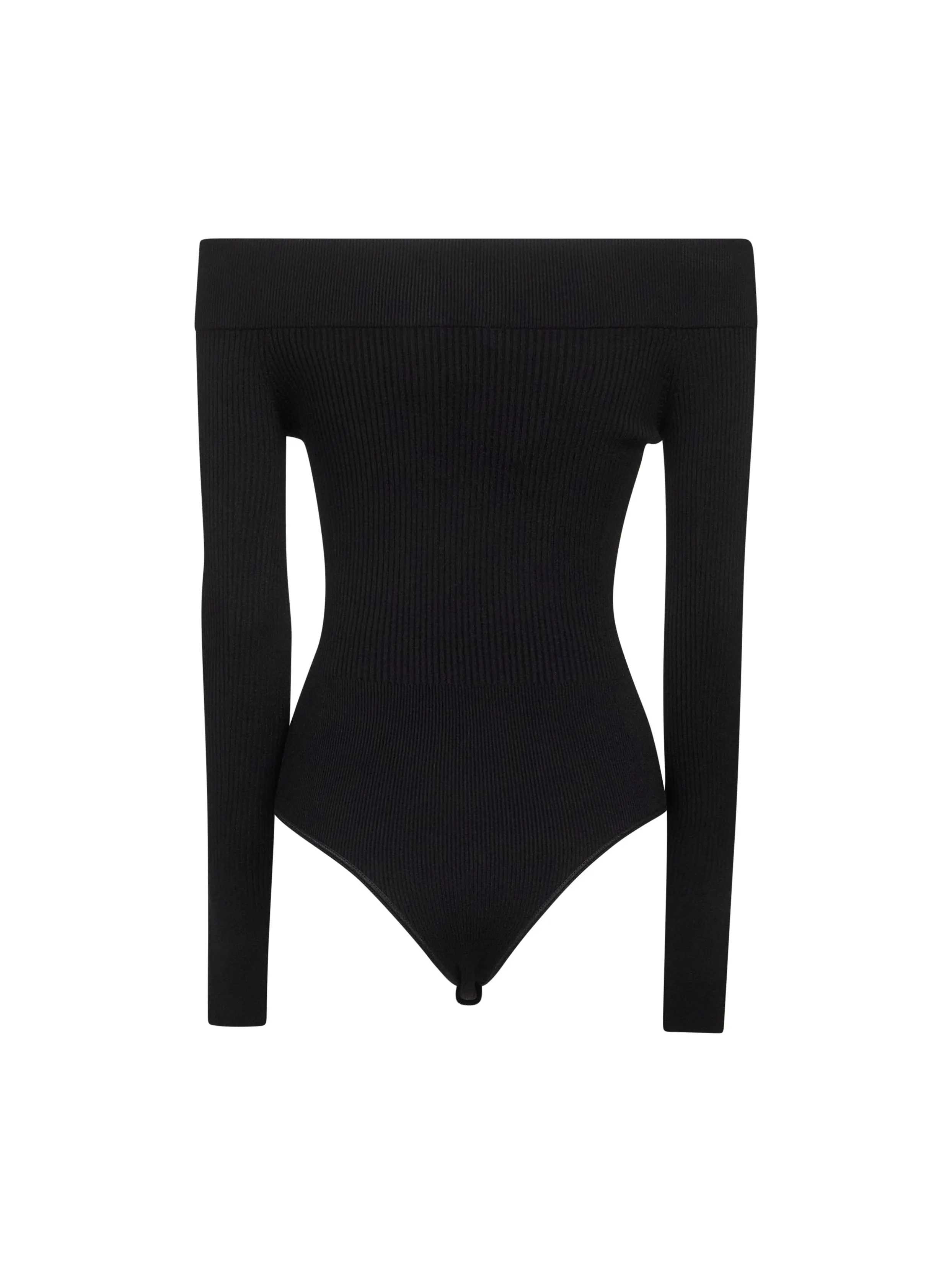 Black Ribbed Knit Off-the-Shoulder Bodysuit sold by Lord & Taylor product image thumbnail 2