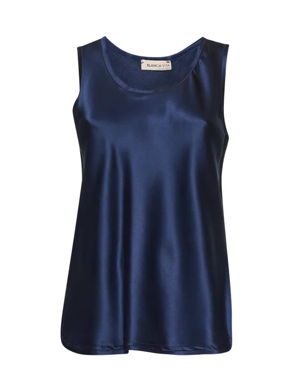 Blue Stretch Silk Belis Tank Top sold by Lord & Taylor
