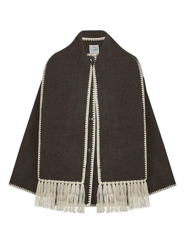 Brown Felt Embroidered Scarf Jacket sold by Lord & Taylor