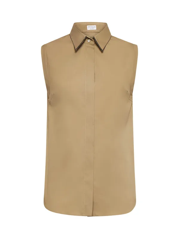 Green Shiny Trim Poplin Shirt sold by Lord & Taylor