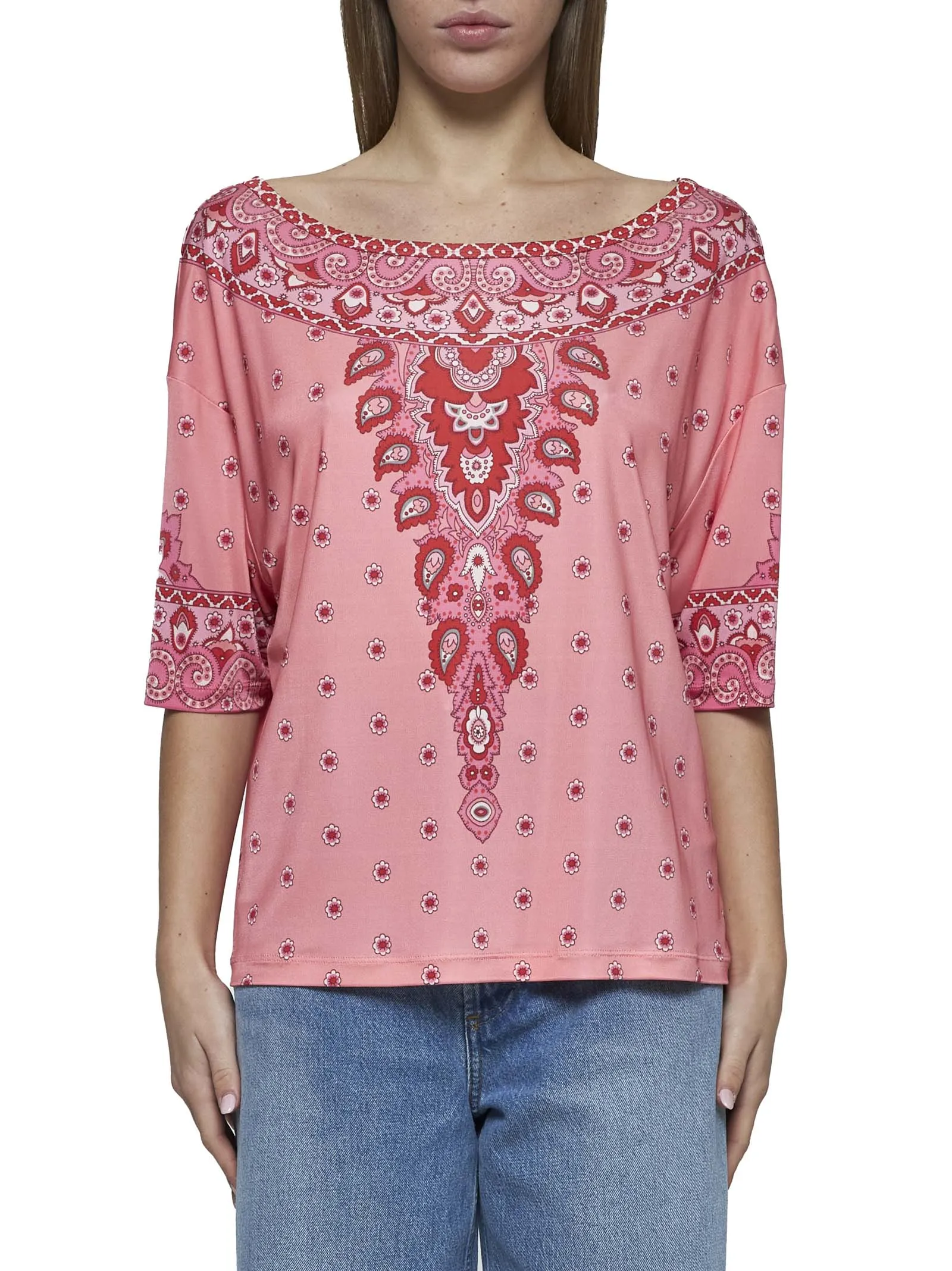 Pink Paisley Print Stretch Jersey Top sold by Lord & Taylor product image thumbnail 3