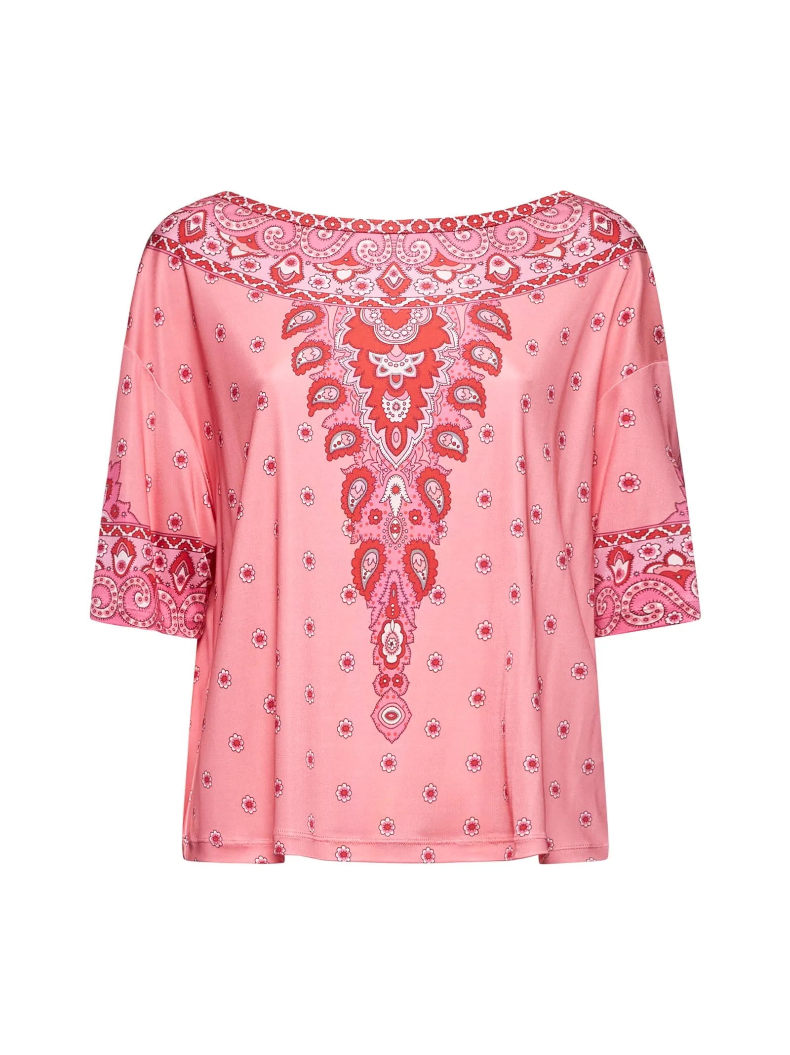 Pink Paisley Print Stretch Jersey Top sold by Lord & Taylor