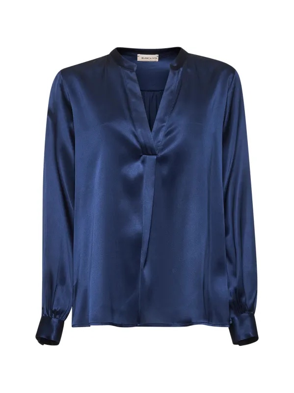 Blue Stretch Silk Satin Tradey Tunic sold by Lord & Taylor