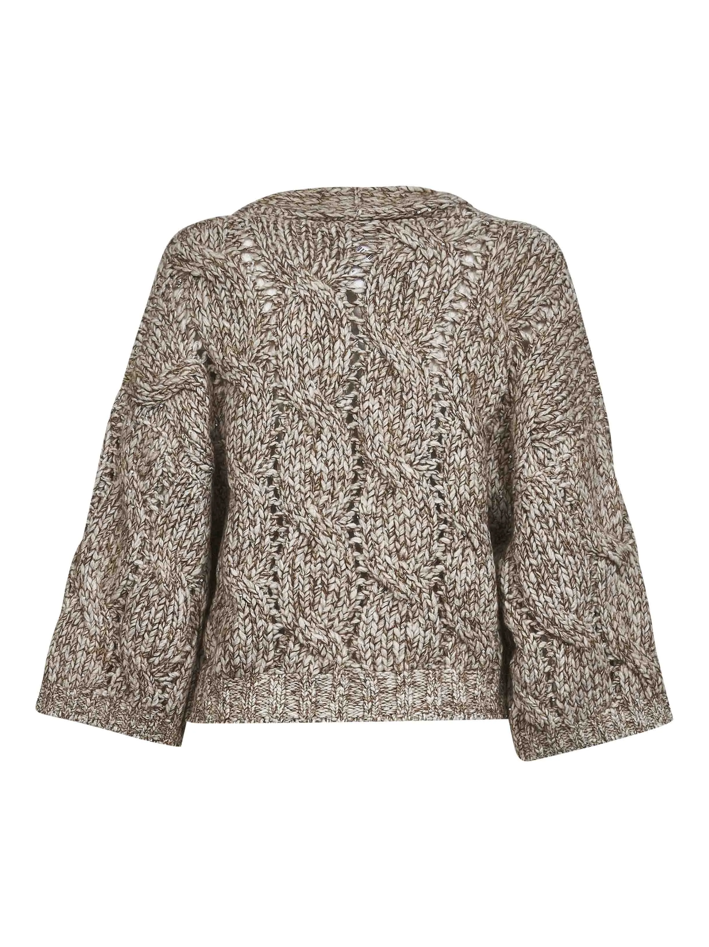 Beige Melange Cable Knit Cardigan sold by Lord & Taylor product image thumbnail 3