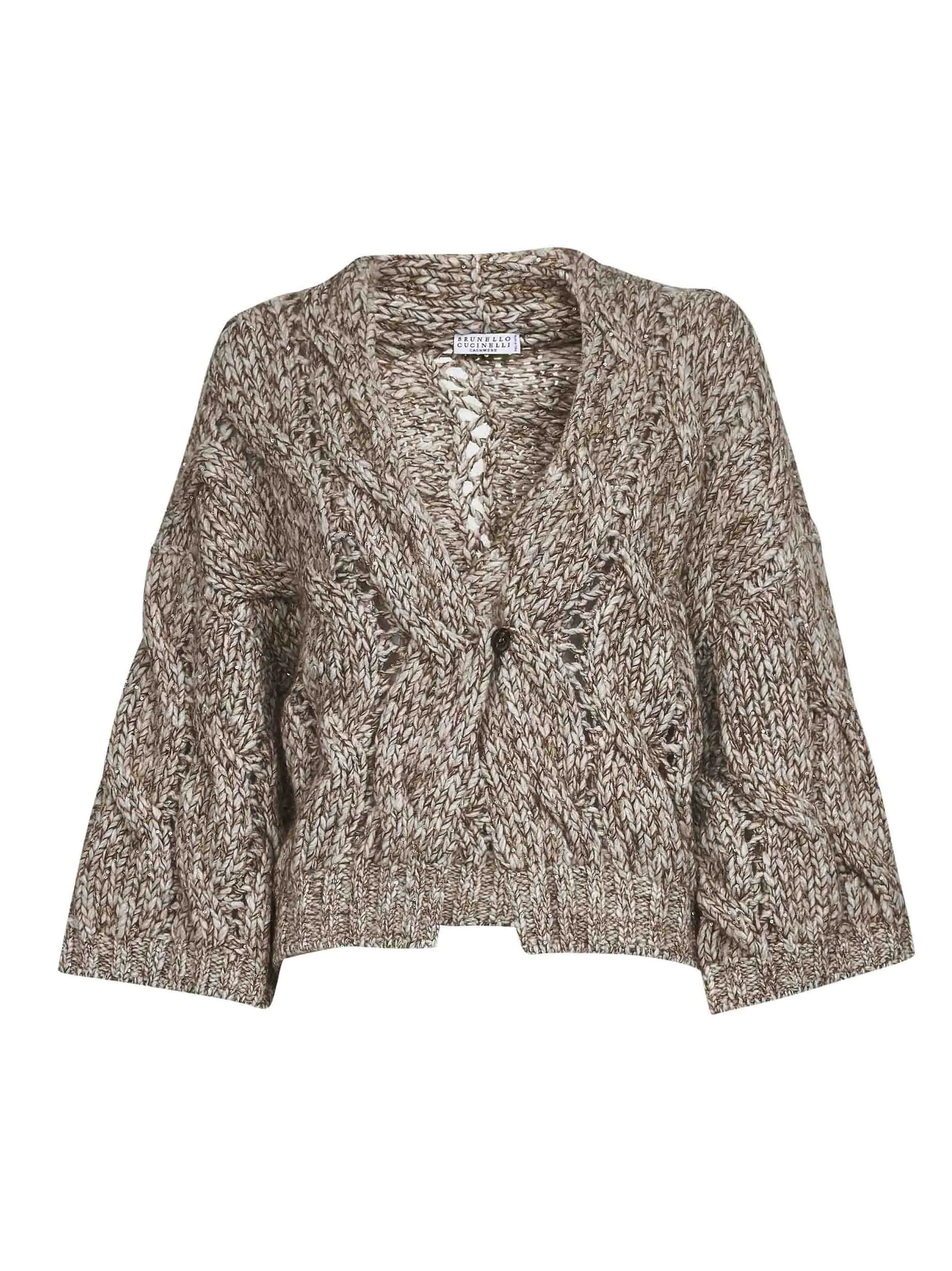 Beige Melange Cable Knit Cardigan sold by Lord & Taylor product image thumbnail 2