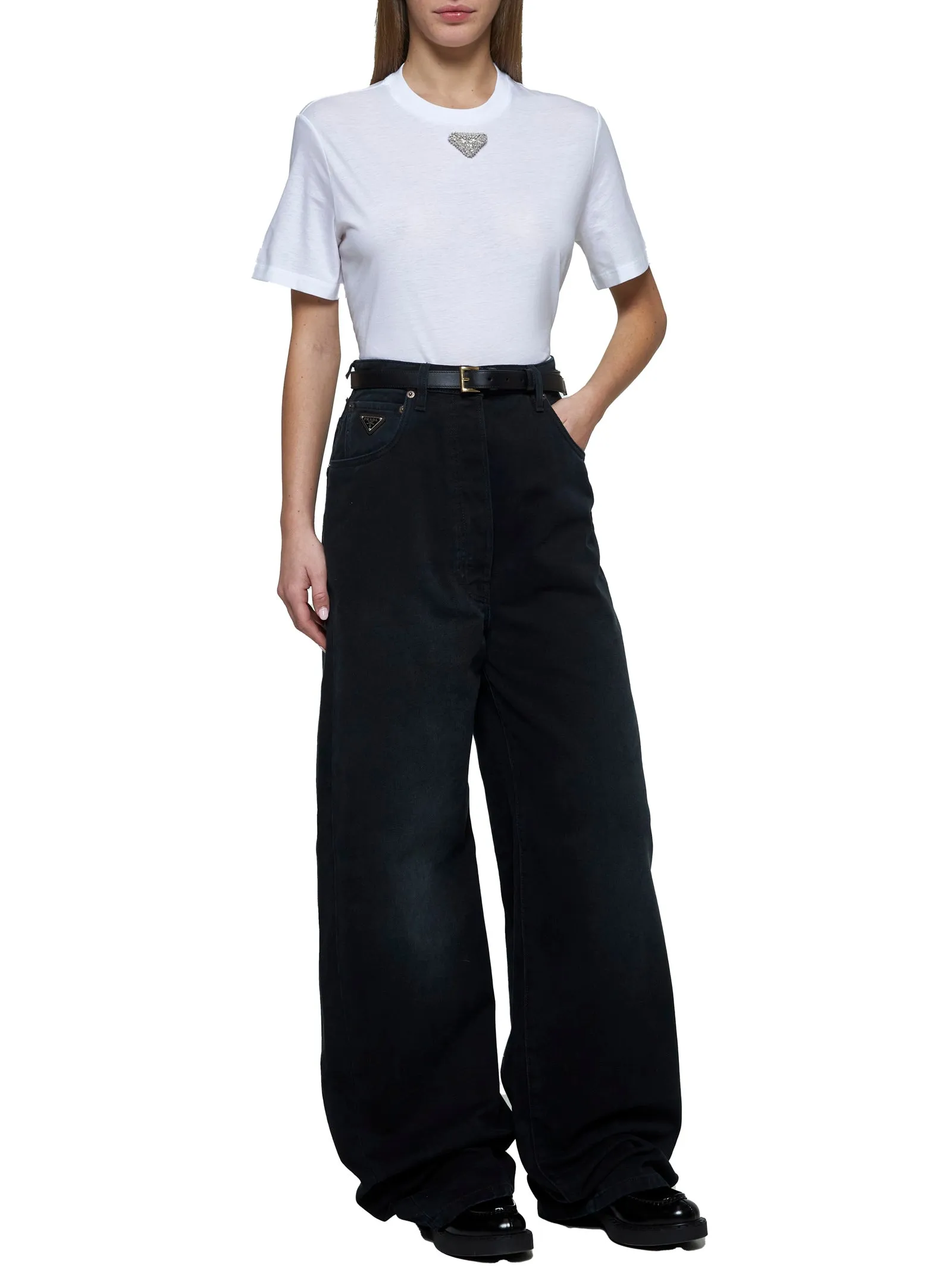 Prada Rhinestones Plaque Cotton T-Shirt sold by Lord & Taylor product image thumbnail 2