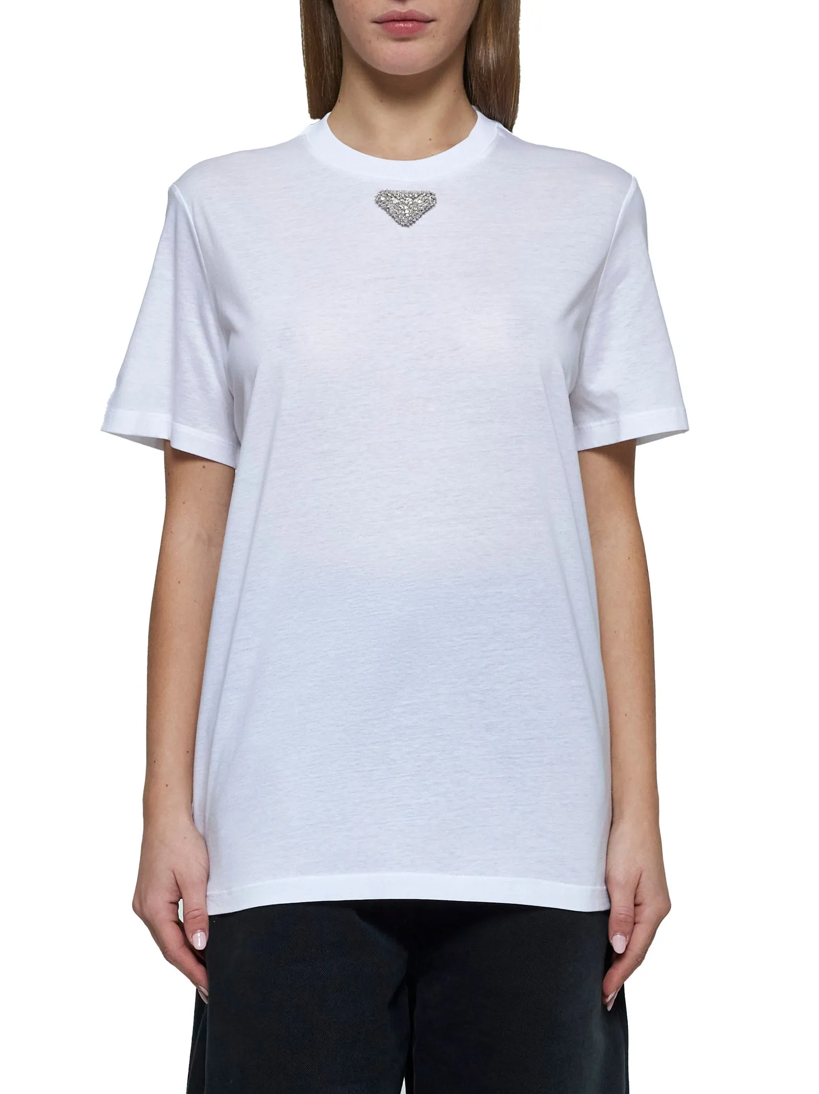 Prada Rhinestones Plaque Cotton T-Shirt sold by Lord & Taylor product image thumbnail 3