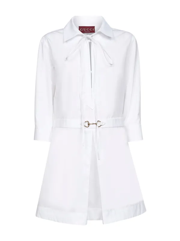 White Poplin Shirt Dress with Horsebit sold by Lord & Taylor