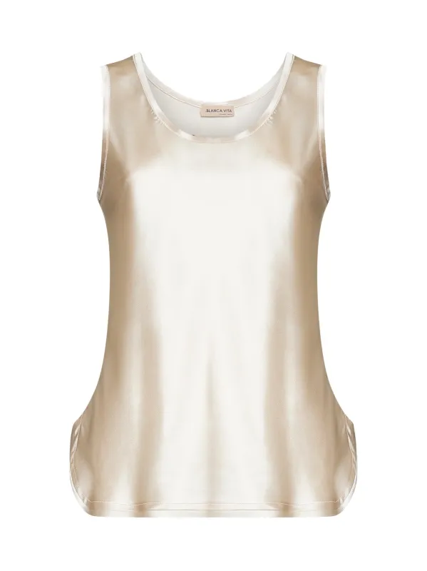 Beige Stretch Silk Belis Tank Top sold by Lord & Taylor