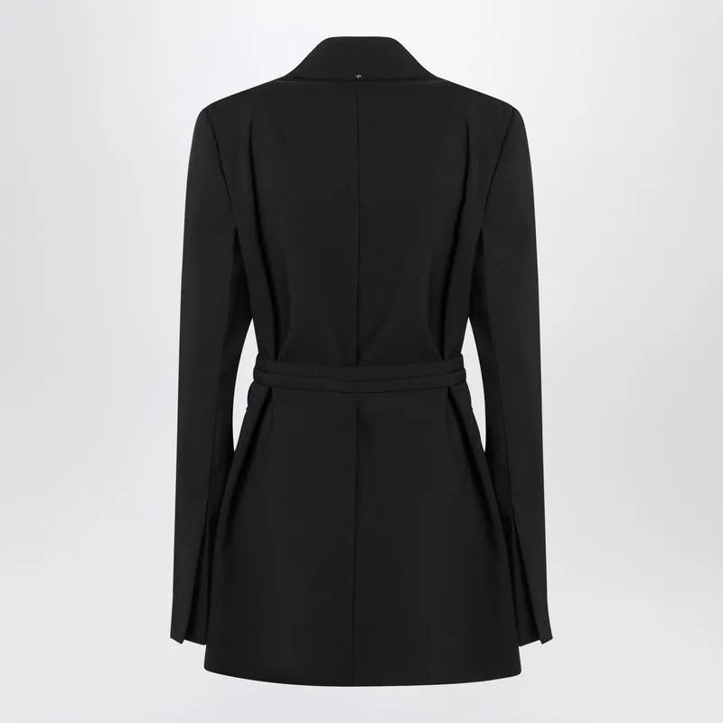 Long double-breasted black jacket with belt sold by Lord & Taylor product image thumbnail 2