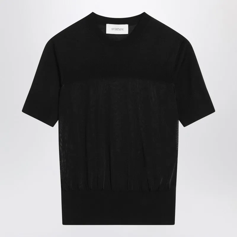 Black T-shirt in viscose and wool made by Sportmax