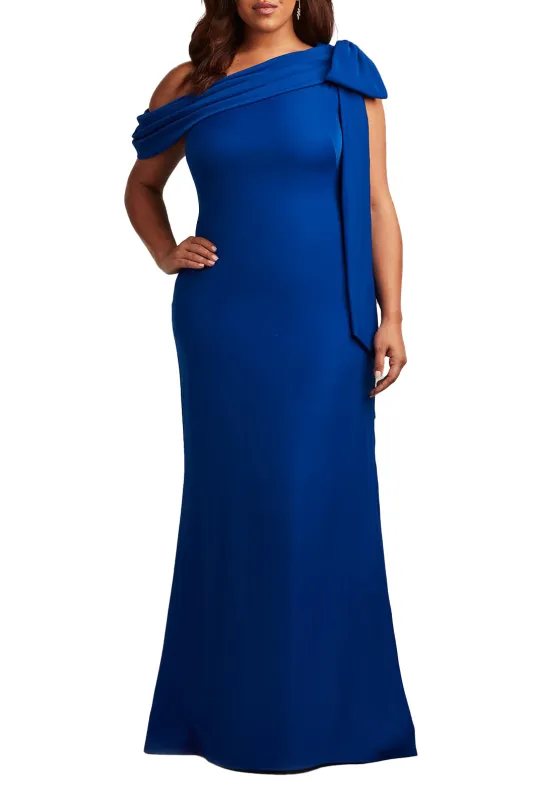Cassia Bow-Shoulder Crepe Gown - PLUS SIZE RY/BL sold by Lord & Taylor