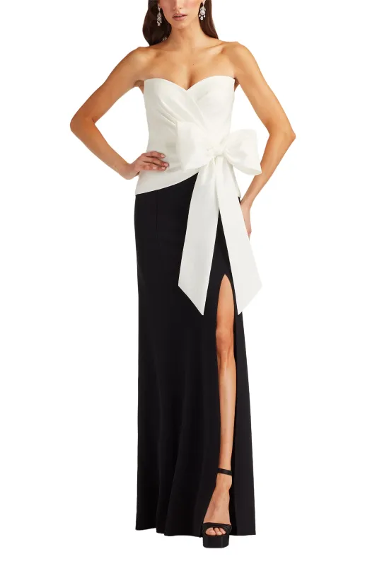 Kinah Oversized Bow Gown WH/BK sold by Lord & Taylor