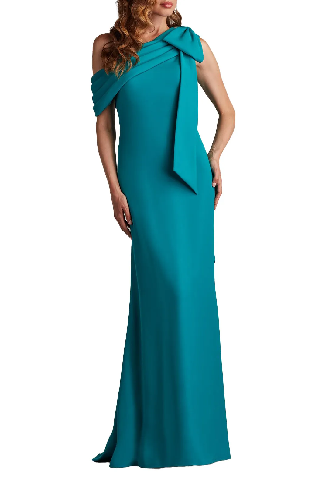 Cassia Bow-Shoulder Crepe Gown DSTEA sold by Lord & Taylor