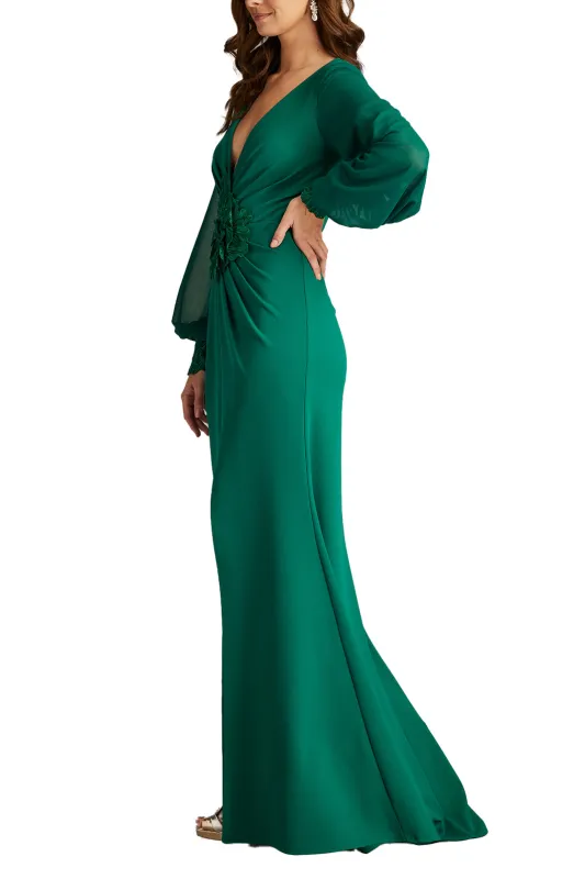 Sahana Bishop Sleeve Plunge Gown EMERA sold by Lord & Taylor