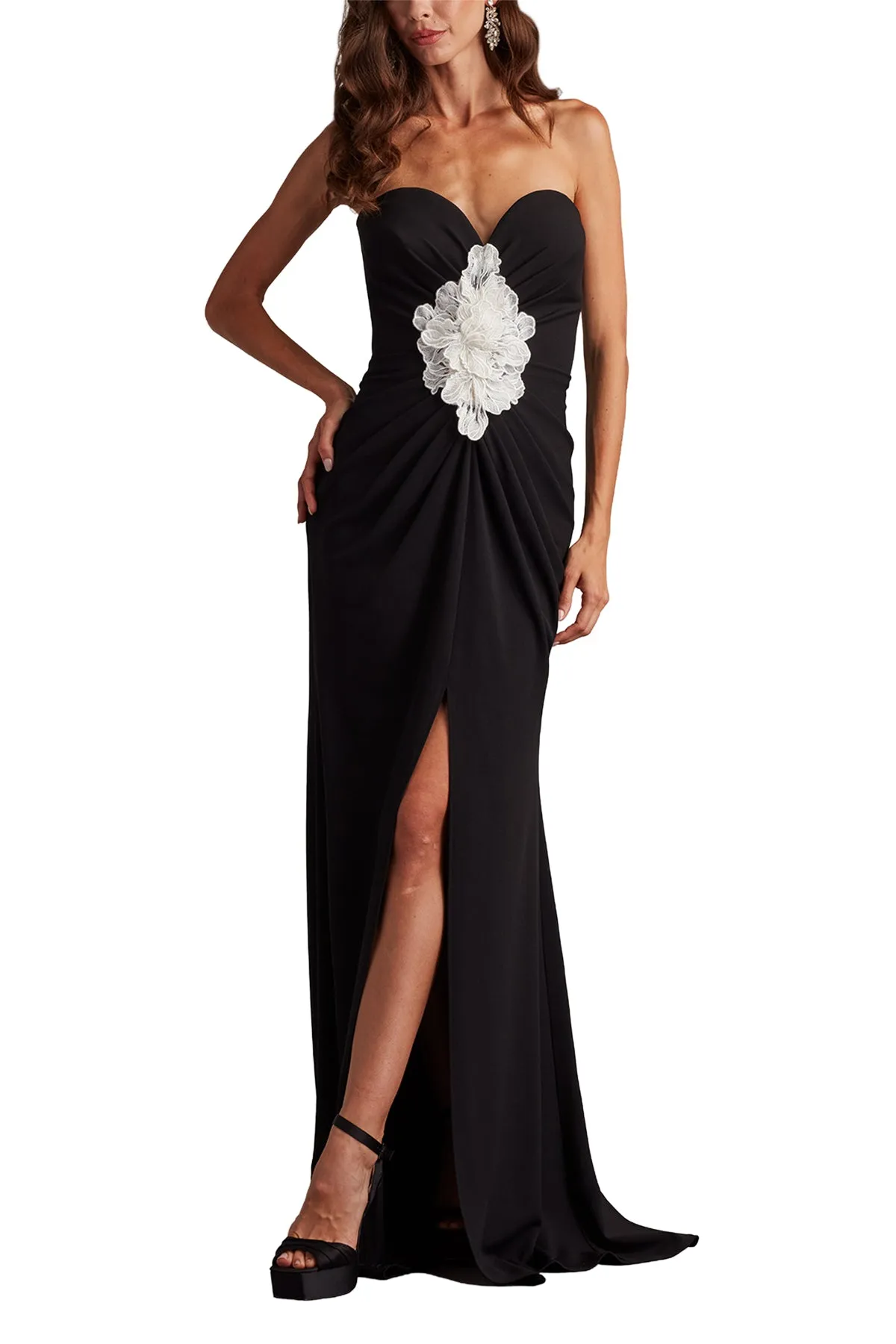 Sirota Center-Front Ruffle Gown BK/IV sold by Lord & Taylor product image thumbnail 2