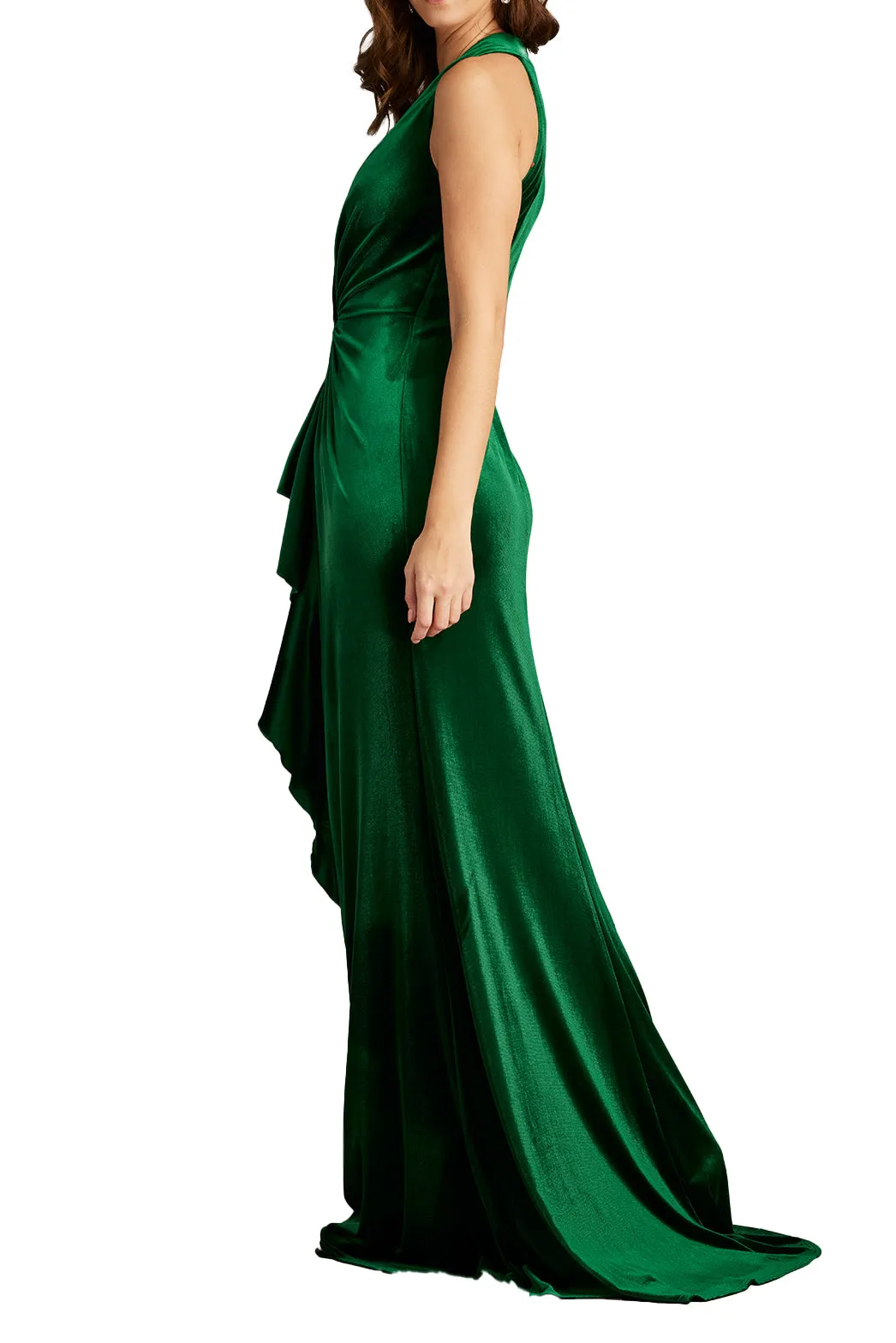 Cider Twist-Drape Velvet Gown PINE sold by Lord & Taylor