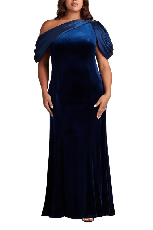 Copley Shoulder Drape Velvet Gown - PLUS SIZE NAVY sold by Lord & Taylor