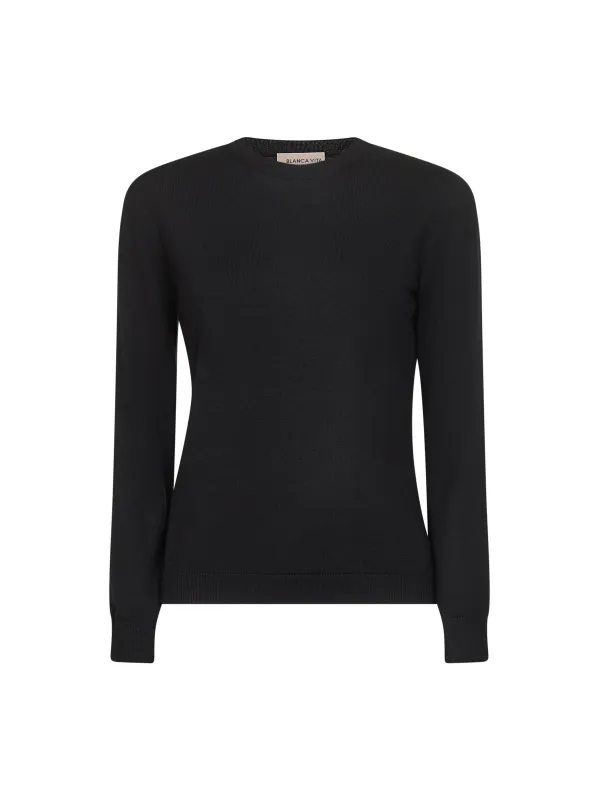 Black Lightweight Virgin Wool Crewneck Sweater sold by Lord & Taylor