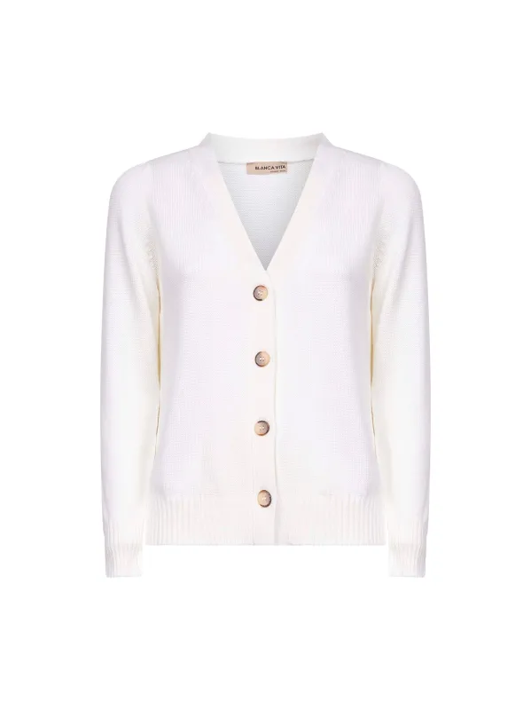 White Virgin Wool Knit Cardigan sold by Lord & Taylor
