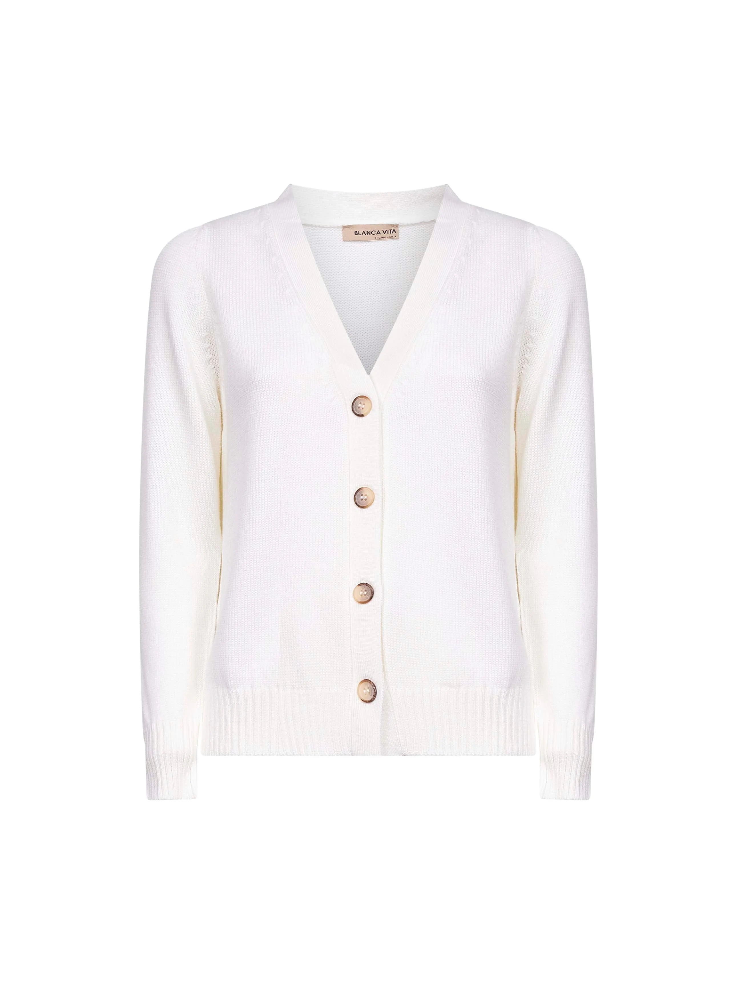 White Virgin Wool Knit Cardigan sold by Lord & Taylor