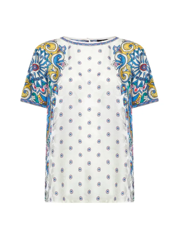 Ivory Paisley Print Silk Blend Top sold by Lord & Taylor