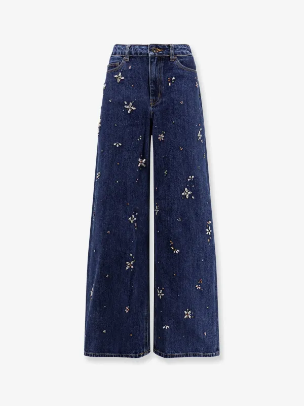 Wide Leg Jeans with Rhinestones sold by Lord & Taylor